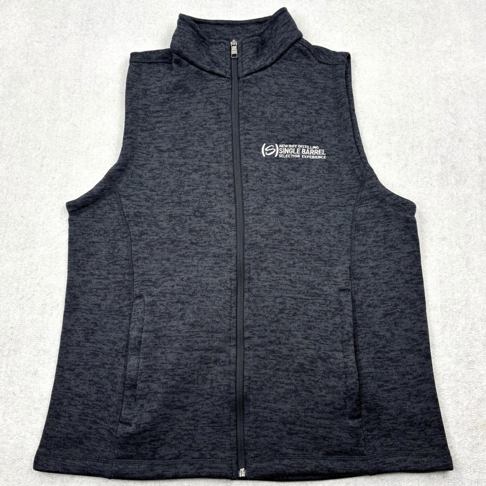 Lands End Womens L 14-16 Gray Sweater Fleece Vest Full Zip New Riff Distilling